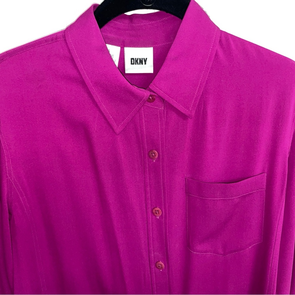 VTG DKNY Silk Blouse Size 4 EUC Magenta